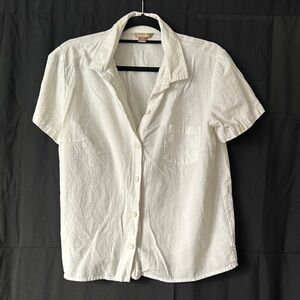 White Short Sleeve Button-Up Shirt